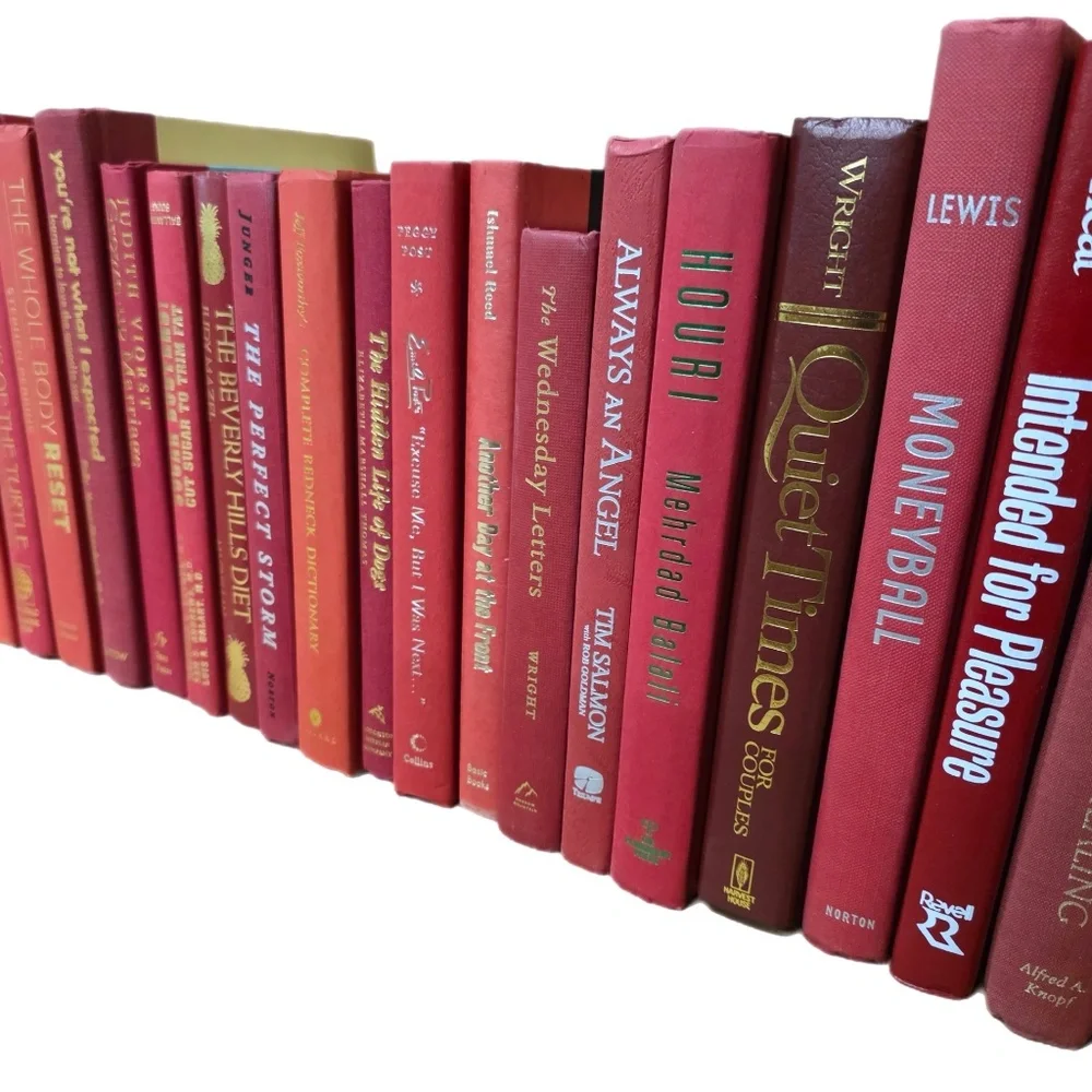 RED / Burgundy Book Decor: Modern Hardcover Interior Design Real Staging Books